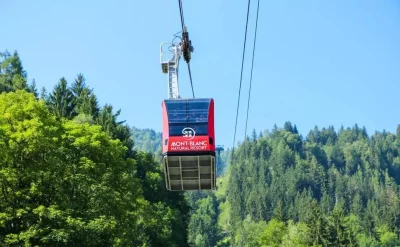 Les Houches - funivia in paese per salire sull'altopiano del Prarion, Monte Bianco