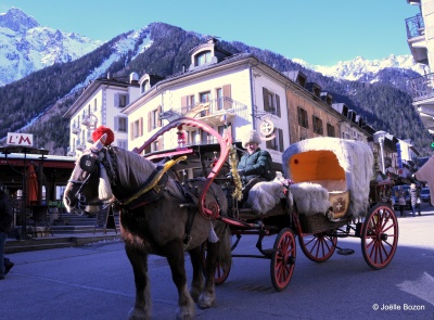 Chamonix Mont Blanc inverno in carrozza trainata da cavalli