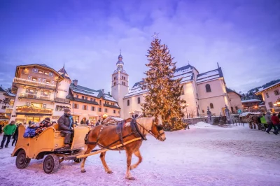 Megève inverno in carrozza trainata da cavalli